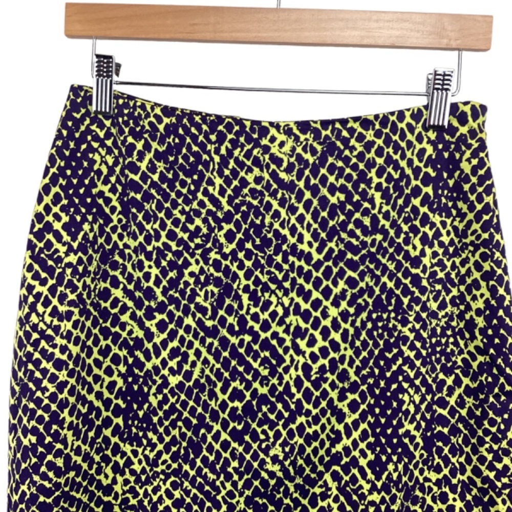 Linda Allard Ellen Tracy Straight Pencil‎ Skirt Size 4 Yellow Purple Snakeskin - Picture 3 of 7